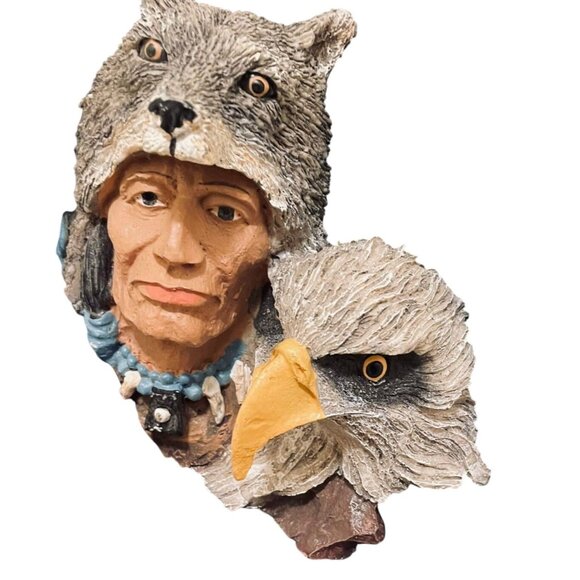 Large Handcrafted Native American-Inspired Dreamcatcher With Wolf Eagle Design B - Picture 2 of 8